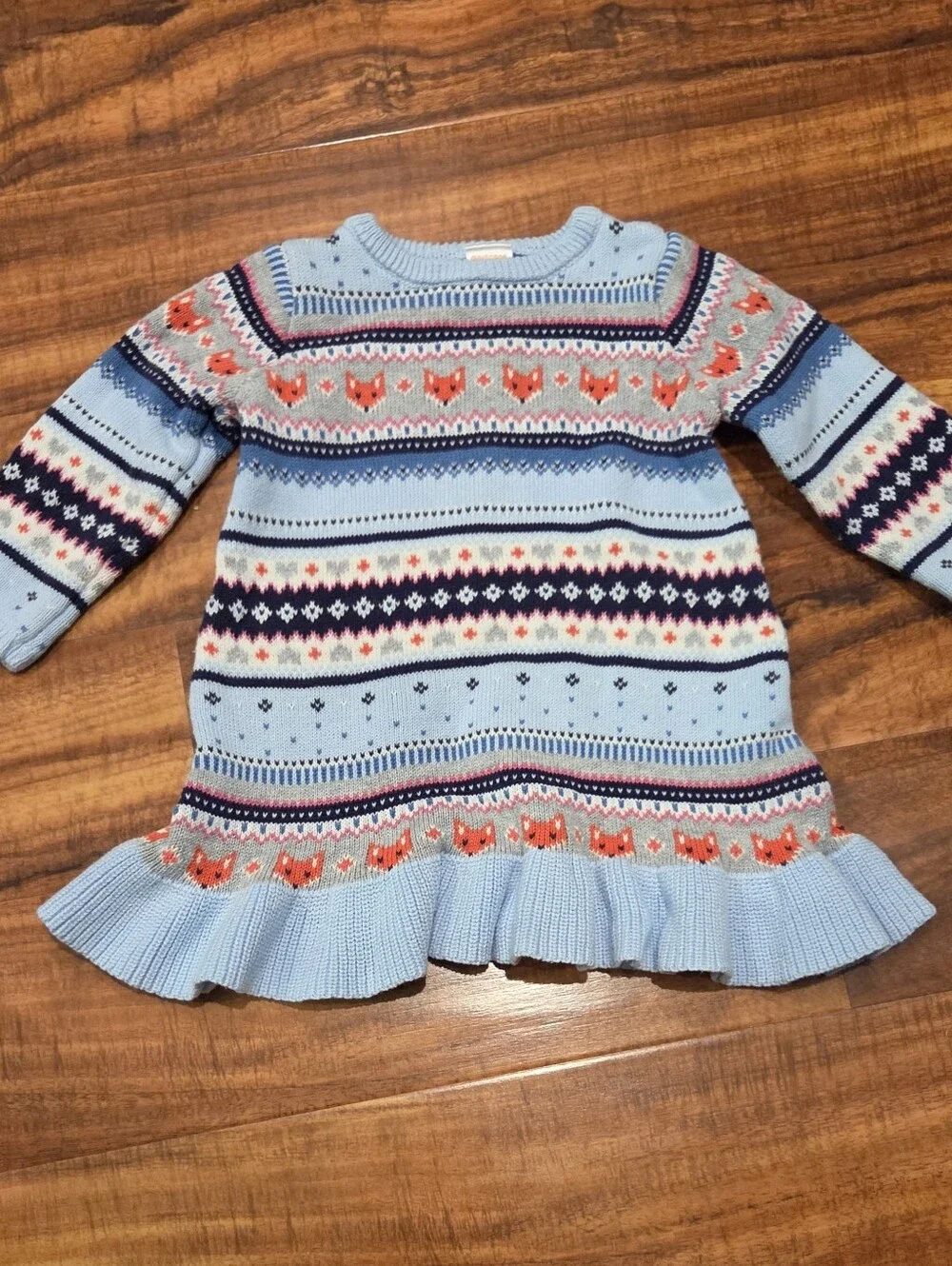 Gymboree EUC 18-24 Months Fox Fair Isle Sweater Dress
